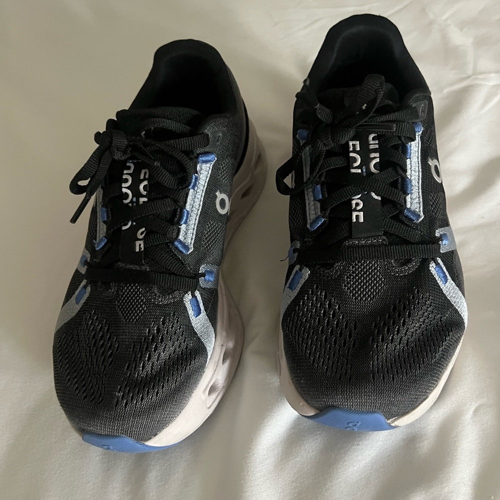 On Running Black and Blue Athletic Shoes
